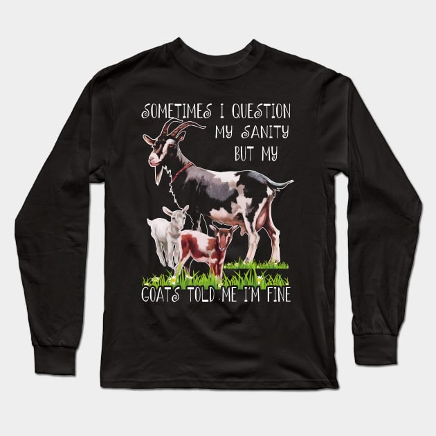 Cheeky Chatter Goat Vibes, Stylish Statement Tee Extravaganza Long Sleeve T-Shirt by Kevin Jones Art